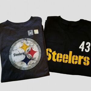 Pittsburgh Steelers Youth XL T-Shirt | Black & Gold Distressed Logo | Boys XL